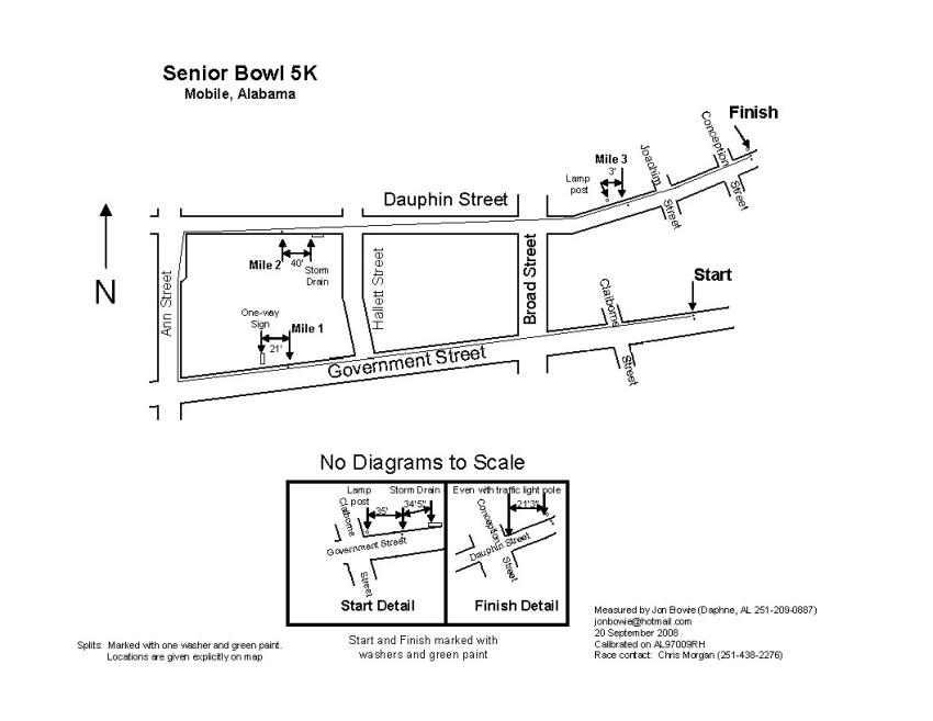 Senior Bowl Charity Run 5K Course